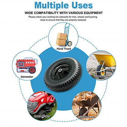4.80/4.00-8" Pneumatic Tire and Wheel Assy,2PR (Air Filled)- 5/8"or 3/4" Powdered Metal bushings and 3"or 6"Center Hub, for Wheelbarrows,Garden and Utility Carts,Trolleys,Wagon and More