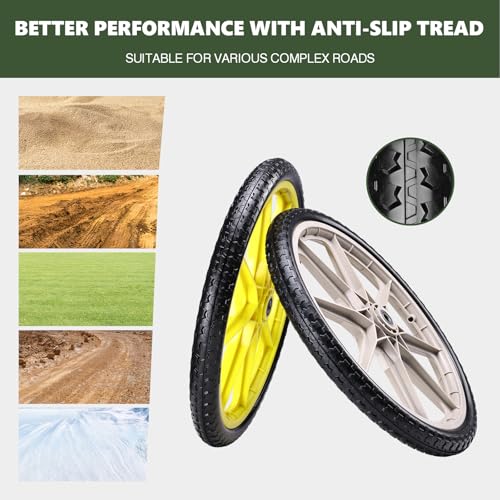 20" Flat Free Tire and Wheel with 3/4" & 5/8" Bearing, 2 Pack - color: Yellow