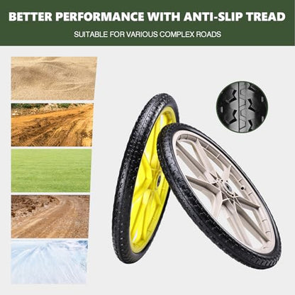 20" Flat Free Tire and Wheel with 3/4" & 5/8" Bearing, 2 Pack - color: Yellow