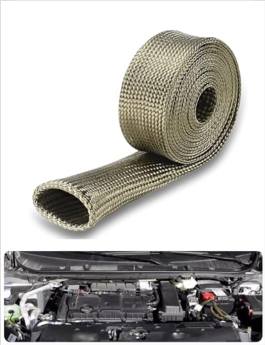 Fuel Line Heat Shield Wire Heat Shield Heat Shield Sleeve Auto Hose Spark Plug Wire Heat Shield diesel heater exhaust sleeve 2500 Degree for Car&Auto Wire Loom Brake Cable (3/4"IDX10',Titanium) - color: Titanium, size: 3/4" IDX10'