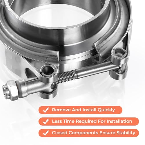 3.5 Inch V Band Clamp with Flange Male Female, 304 Stainless Steel V-Band Flange Kit For Turbo, Downpipes, Exhaust Systems - size: 3.5 inch