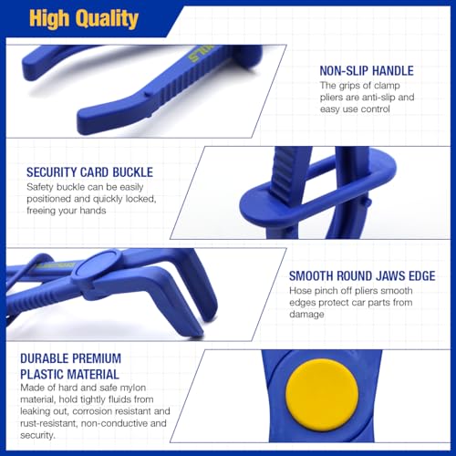 6pcs Hose Clamp Pliers Set, Radiator Fuel Line Clamp Tool, Straight & 90° Angled Pinch Off Pliers Set for Flexible Brake, Fuel, Coolant and Radiator Hoses - style: 90°