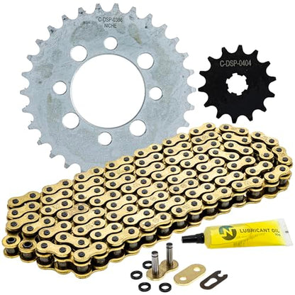 NICHE Drive Sprocket Chain Combo for Kawasaki Z125 Pro Front 14 Rear 30 Tooth 420 X-Ring 124 Links