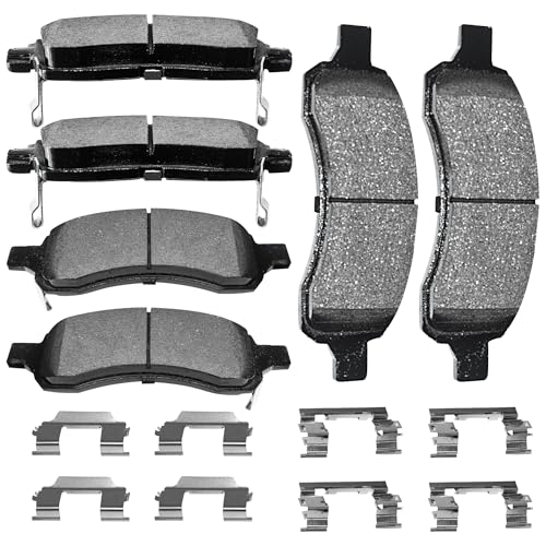 Brake Pads Front and Rear Compatible with Chevy SSR Trailblazer EXT Traverse, Buick Enclave Rainier, GMC Acadia Envoy XL, Isuze Ascender, Saab 9-7X Brake Pads Semi-Metallic D1169-8282 D883 - style: D1169 & D883