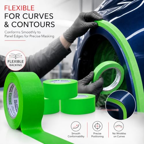 LAUCO DINOGREN Masking Green Tape 3/4 Inch x 60 Yards, 12 Rolls, Green High Performance Painters Tape, Heat and Water Resistant Tape for Car Painting and Auto Body Refinishing 7765 - size: 0.75in-12rolls