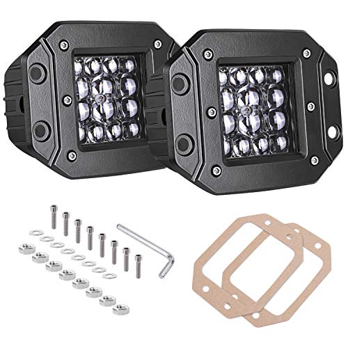 Flush Mount LED Pods, 2pcs 84W Flush Mount LED Bumper Fog Lights Spot Beam Backup Reverse Lights Off Road Driving Light for Trucks Pickup UTV ATV Boat - color: White Spot Normal, size: 5 Inch Flush