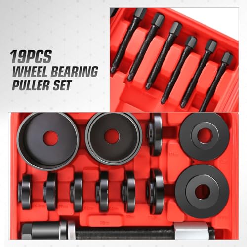 DNA Motoring 19pcs Front Wheel Bearing Press kit Bearing Puller Tools Wheel Drive Bearing Removal Tool Kit with Sliding Screws Universal Bushings Sleeves Storage Case, TOOLS-00782 - style: 19 Wheel Bearing Press kit
