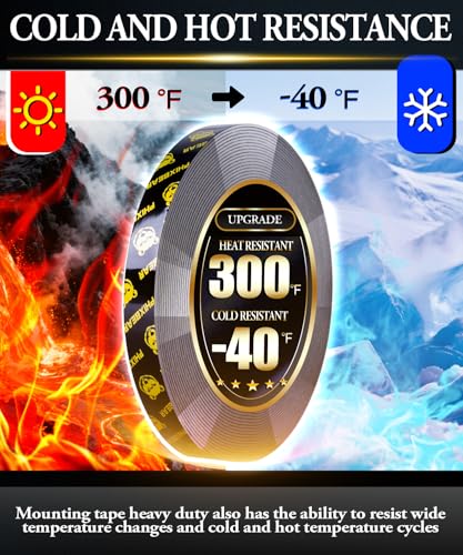PHIXBEAR 300°F High Temperature Heavy Duty Double Sided Foam Tape with Adhesion Promoter - 20FT x 0.5" Waterproof Mounting Tape for LED Strips & Automotive Trim
