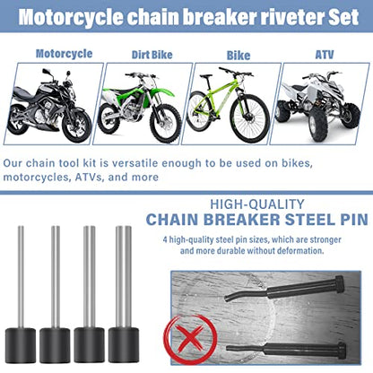 Motorcycle Chain Breaker Tool Kit, 18-Piece Chain Rivet Tool Set