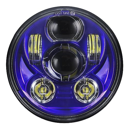5-3/4 5.75" LED Motorcycle for Iron 883 Dyna Sportster Low Rider Triple Wide Glide Projector Driving Lamp 1 pcs (Blue) - color: Blue