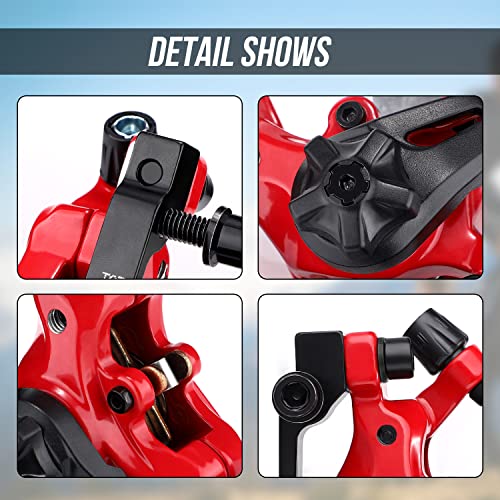 TOBWOLF Mechanical Disc Brake Kit, Dual Piston Calipers with 160mm Rotors - color: Mechanical Disc Brake Set - Dual Piston （Red）