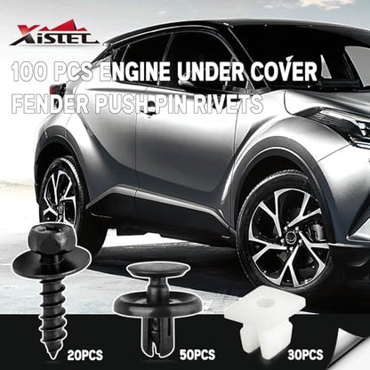 101 PCS Engine Under Cover Fender Push Pin Rivets Compatible with Toyota