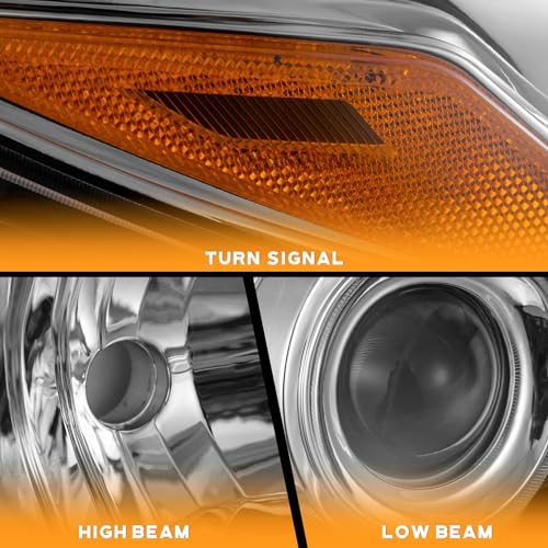 WEELMOTO Halogen Headlights Assembly for 2015-2017 Toyota Camry LE/SE - color: Clear Lens I Chrome Housing I Amber Reflector
