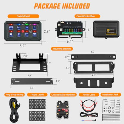 Nilight 8 Gang Switch Panel Blue 12V 24V Circuit Control System 4-Mode - color: Blue, size: 8 Gang Switch 4 Modes