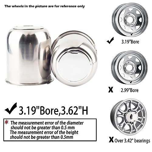 2Pcs 3.19" OD 3.62" H Trailer Wheel Center Caps with Removable Top - color: Mirror Polished, size: 3.19" OD 3.62" H