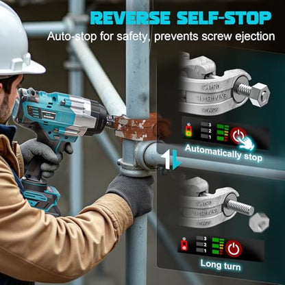 DIYtoolifz Cordless Impact Wrench 1/2" Compatible with Makita 18v Battery, 1700 Ft-lbs High Torque Impact Driver with 6Pcs Sockets & Storage Case, Impact Gun with 4 Modes & LED Light(Tool Only) - size: 1/2 inch, style: Socket Set Compatible with Makita