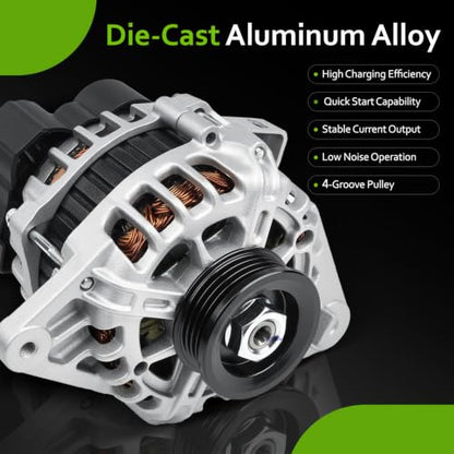 New Alternator Compatible with Hyundai Elantra 2007-2012 2.0L L4 & Kia Soul 2010-2011 2.0L L4, Spectra 2007-2009 2.0L L4, Spectra5 2007-2009 2.0L L4, 11311N 3730023650
