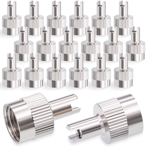 20PCS Tire Valve Stem Caps, Nickel Brass Slotted Slot Valve Stem Caps with Valve Core Remover, with O Rubber Ring, Universal for Cars, SUV, Trucks, Bikes, Motorcycles, Bicycles - color: Silver, size: 20 pcs