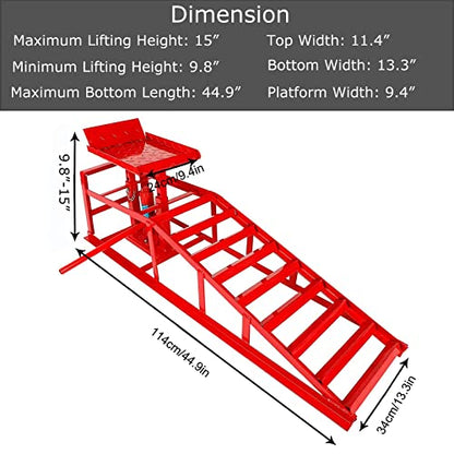 10,000lbs Hydraulic Car Ramps 2PCS, Lift Height 9.8" to 15"