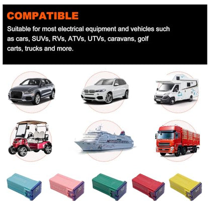 10 PCS Car Square Fuse, Vehicle Micro Cartridge Fuses, Auto Fuse Tall Profile Box Shaped Kit 20A 30A 40A 50A 60A for Car, SUV, RV, Truck and Other, Car Accessories (Tall) - color: Tall