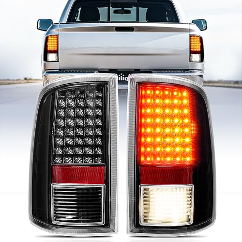 Nilight Taillight Assembly for 2009-2014 2015 2016 2017 2018 Dodge Ram - color: LED Black