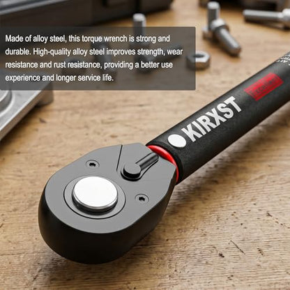 3/8" Drive Torque Wrench 8-104Ft.-Lb./10.9-141.1 Nm, Two-way Adjustable 72-tooth Click Torque Wrench, Dual Scale, ±3% Accuracy Wrench, Suitable for Maintenance Bicycles, Cars and Trucks - size: 3/8"