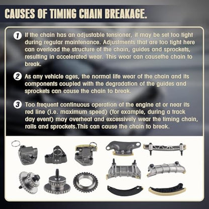 3.6 Timing Chain Kit w/VVT Sprocket for 2.8L 3.0L 3.6L Chevy Equinox Malibu Traverse GMC Acadia Cadillac CTS SRX Buick Enclave V6 Engine engine timing set Replace # 9-0753S 9-0753sx - size: 3.6 Timing Chain Kit w/VVT Sprocket