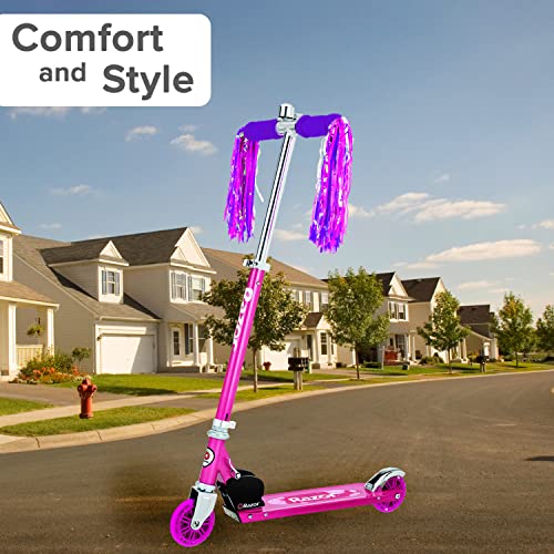 AlveyTech Handlebar Foam Grip Set - Replacement Hand Grips for Razor, Radio Flyer, Kids Kick Scooter, ATV, E-Bicycle, Electric Folding Scooters, Mountain Mini Bike Parts, fits Any 9/16" Bore Handle - color: Purple