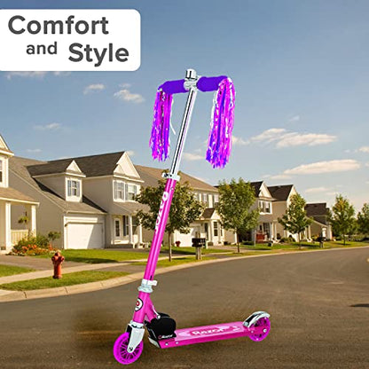 AlveyTech Handlebar Foam Grip Set - Replacement Hand Grips for Razor, Radio Flyer, Kids Kick Scooter, ATV, E-Bicycle, Electric Folding Scooters, Mountain Mini Bike Parts, fits Any 9/16" Bore Handle - color: Purple