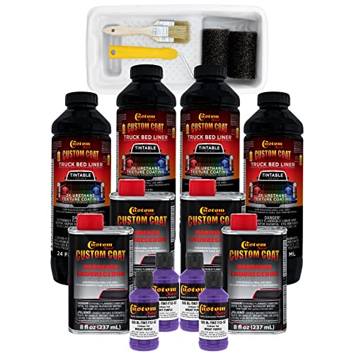 Custom Coat GM White 1 Gallon Roll-On Urethane Truck Bed Liner Kit - color: Bright Purple, size: 1 Gallon Kit with Roller