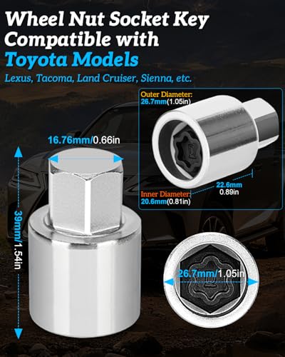 B Wheel Lock Key,Wheel Lug Nuts Socket-Compatible with Toyota - color: Model B
