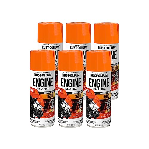 Rust-Oleum Automotive Engine Enamel Spray Paint, Gloss Orange Red - color: Gloss Orange Red, size: 11 Ounce (Pack of 6)