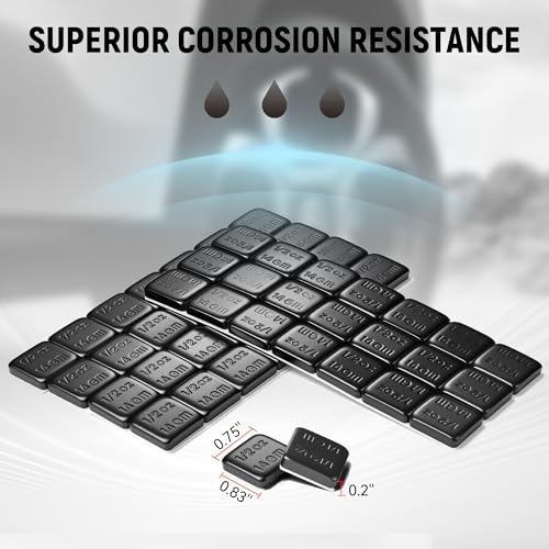 KOOPOOL 1/2oz Adhesive Wheel Weights – 126pcs, Black - color: BLACK