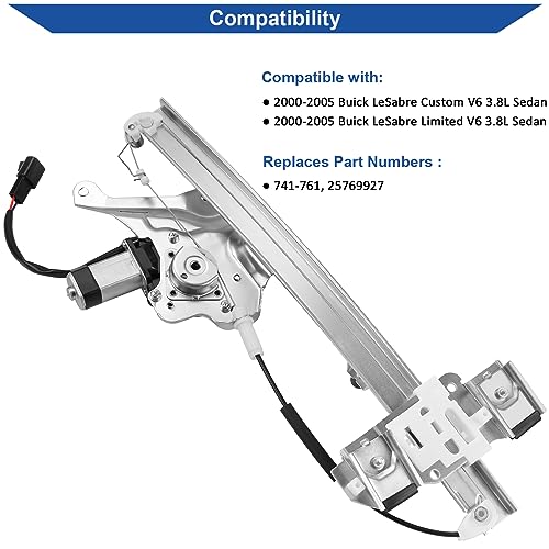 Obaee Window Regulator with Motor Front Right Passenger Side, OE 741-761 - size: Front Right Passenger Side
