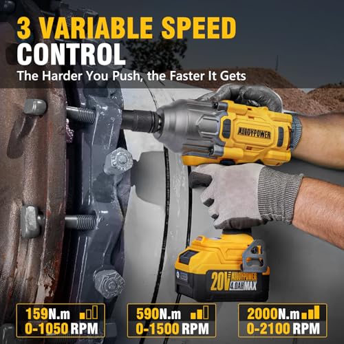 1500 FT-LBS(2000N.M) Cordless Impact Wrench, 1/2" High Torque - size: 1500Ft-lbs /1x Battery