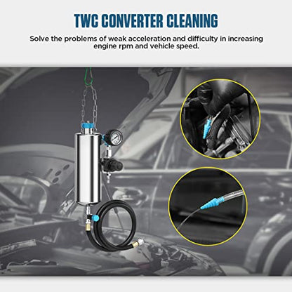 Fuel Injector Cleaner Tool Kit 1000ML 150PSI Disassembly-Free Fuel Injection System Cleaner Pressure Adjustment Fuel Injector Cleaning Machine with 20PC Adapter for Gasoline Car Throttle/Intake System