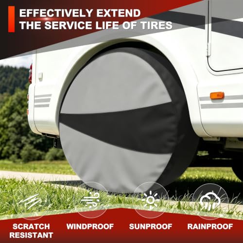 Explore Land Tire Covers 4 Pack Fit Tire Diameters 26"-28.75", Black & Gray - size: M (Fits Tire Diameters 26''-28.75''), style: Black & Gray - 4 Pack