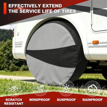 Explore Land Tire Covers 4 Pack Fit Tire Diameters 26"-28.75", Black & Gray - size: M (Fits Tire Diameters 26''-28.75''), style: Black & Gray - 4 Pack