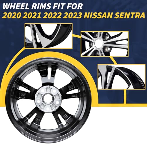 New Single 16" 16x6.5 Inch 16 Inch Aluminum Alloy Wheel Rim Fits for Nissan Sentra 2020 2021 2022 2023 2024, OEM Direct Fit Factory Replacement Rim, 403006LB9A, 62822, Machined Black