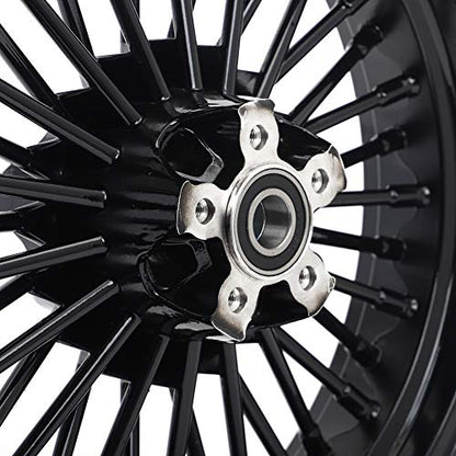 TOFR 17x3.5 16x5.5 Fat King Spoke Wheels Rims For Harley Softail 2006-2017 - color: Gloss Black, size: Front：17x3.5 Rear：16x5.5