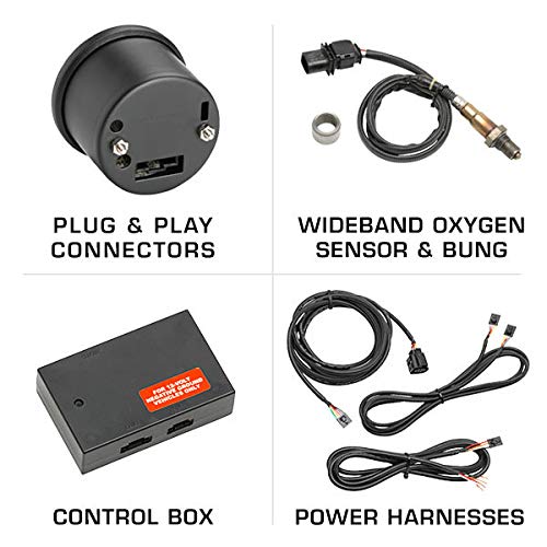 GlowShift Tinted Series Digital Wideband Air Fuel Gauge Kit, 2-1/16" 52mm