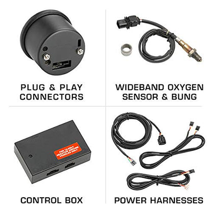 GlowShift Tinted Series Digital Wideband Air Fuel Gauge Kit, 2-1/16" 52mm