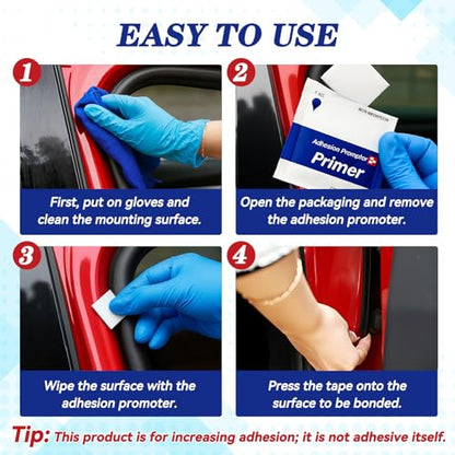 20 Pcs Adhesion Promoter for Plastic, Professional Adhesive Promoter, Metal, Plastic Adhesion Promoter Enhancing Bond Strength of Double Sided Mounting Tape & Molding Tape
