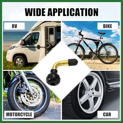 Motoforti 20pcs Auto Tire Valve Air Tyre PVR70 Valve Stem Bent 90 Degree Angled Snap in Rubber Base for Car Truck Motorcycle Bike Scooter ATV Long-Lasting