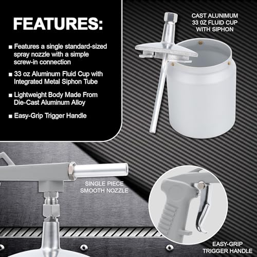 Air Undercoating Spray Gun with 33 oz Suction Feed Cup, Pneumatic Automotive Sprayer for Sprayable Truck Bed Liner Coating, Rubberized Undercoat, Chip Guard Paint and Rust Proofing - size: 1000cc
