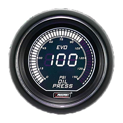 Prosport Oil Pressure Gauge, EVO Series, Green/White, 52mm, Digital