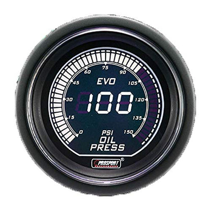Prosport Oil Pressure Gauge, EVO Series, Green/White, 52mm, Digital