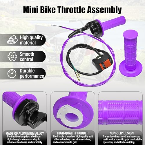 Universal Mini Bike Throttle Assembly&Cable Kit | Direct Replacement for Coleman BT200X,CT200U/EX,MB200&Predator 212cc/196cc Engines | Fits Most 7/8" Handlebar Mini Bikes with Cruise Control (Purple) - color: Purple
