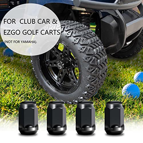 Golf Cart Wheel Lug Nuts Standard 1/2"-20 for EZGO & Club Car (16 Pack) Black