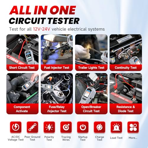 2026 BOSSCOMM P180 Power Circuit Probe Tool, 9-30V Automotive Circuit Tester, AC/DC Voltage/Diode/Resistance/Trailer Light Test, Battery Test, Wire Tracer,40FT Cable